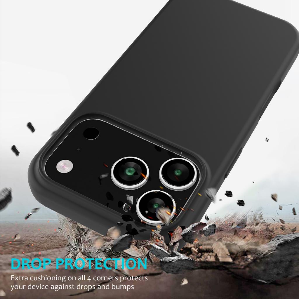For iPhone 17 Pro Case Drop Proof Liquid Silicone Soft Lining Back Phone Cover