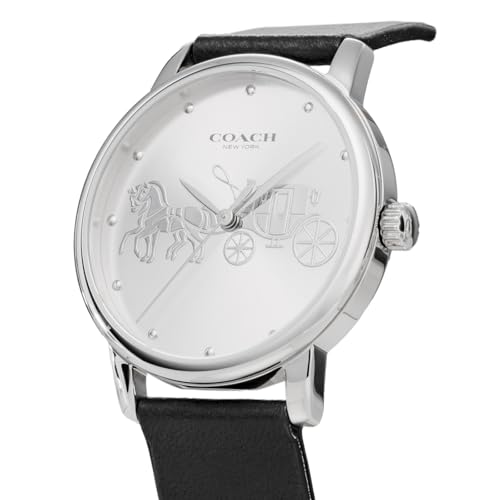 Coach Watch GRAND Silver Dial Quartz Daily Waterproof Mineral Glass 36mm 14503494 Women's Black