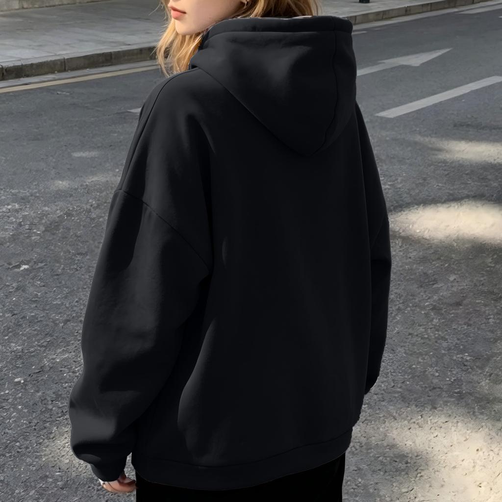 Women's Casual Loose Fit Pullover Hoodie with Shark Design Hood and Front Pocket Long Sleeve Sweatshirt for Everyday Wear