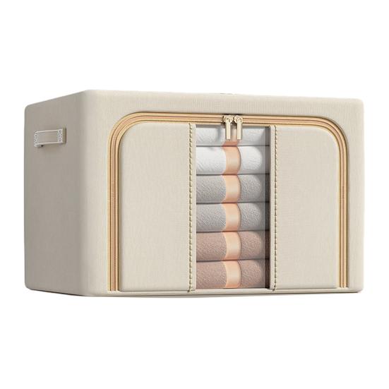 

Складная корзина для хранения, органайзер, большая вместимость, застежка-молния, водонепроницаемая корзина-органайзер для всякой всячины L бежевый