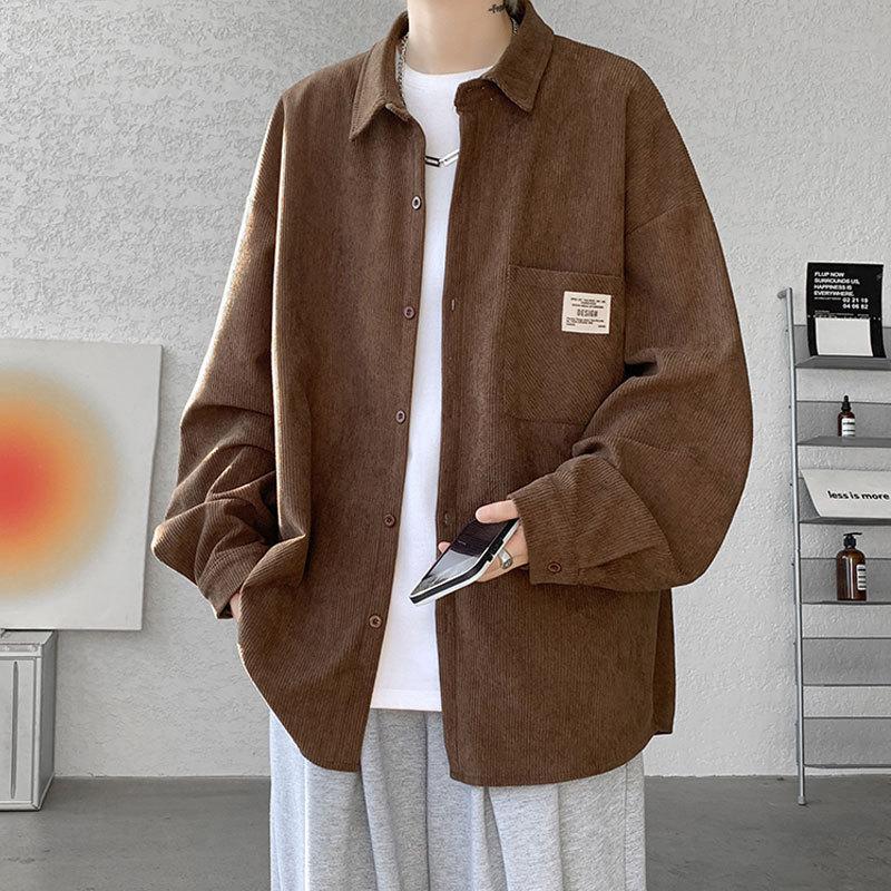 Men's Long Sleeve Corduroy Shirt Retro Loose Large Size Shirt Jacket