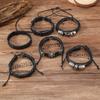 Foreign Trade Direct Supply Multi-color Alloy Skull Woven Leather Jewelry Men's Multi-layer Hand-woven Bracelet