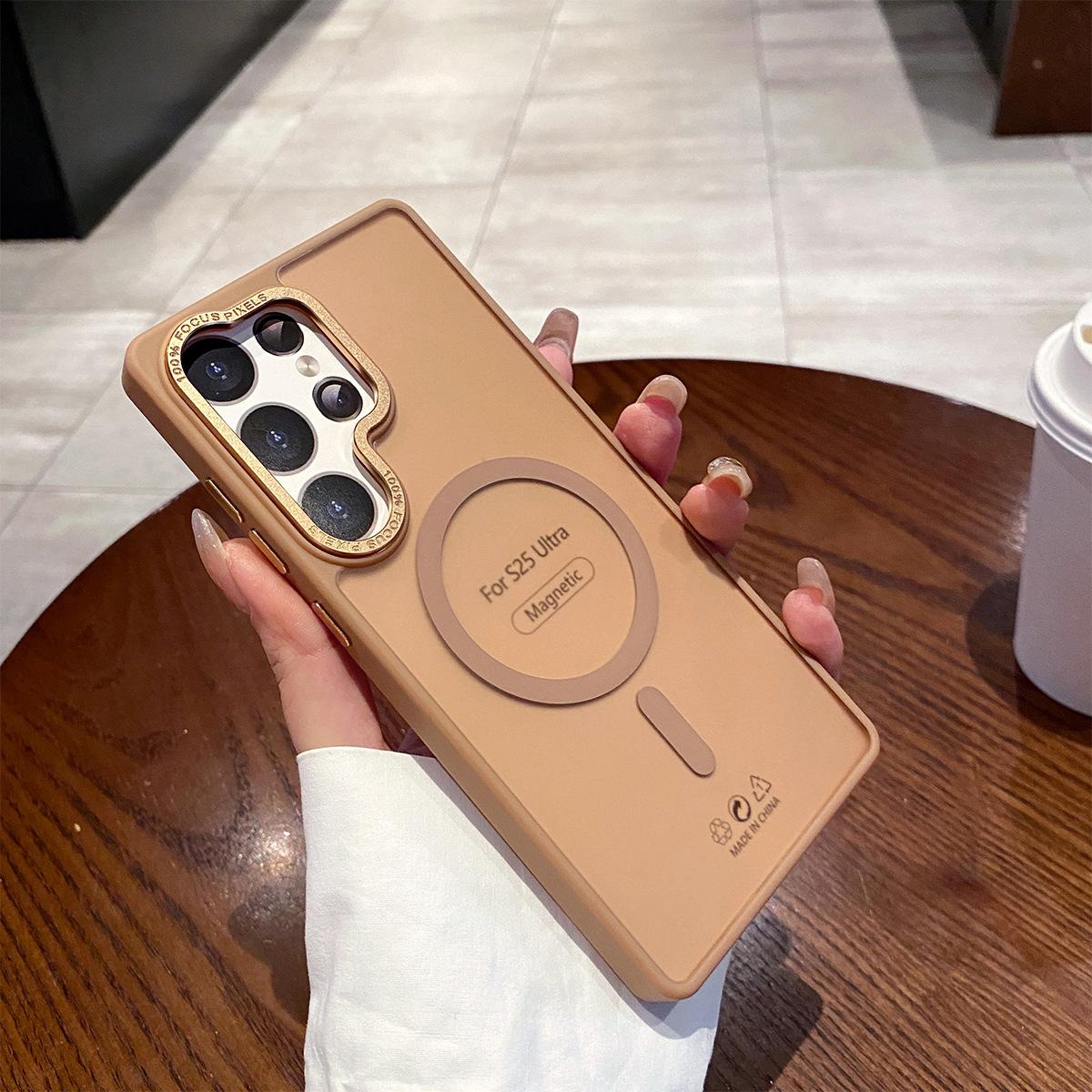 

For Samsung S25u Metal Lens Ring Buttons Matte Skin Feel Phone Case Magnetic Suction Summer Advanced Simple Fashion Samsung S25EDGE