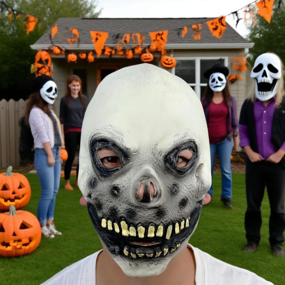 Spooky Scary Skull Headgear Realistic Full Face Mask Terrifying Cosplay Mask  Christmas Party
