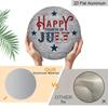 2D Flat, 1pc Round "Happy Fourth of July" Aluminum Hanging Sign, Patriotic USA Flag Star Letter Design, Rustic Wooden Background Metal Wall Decor
