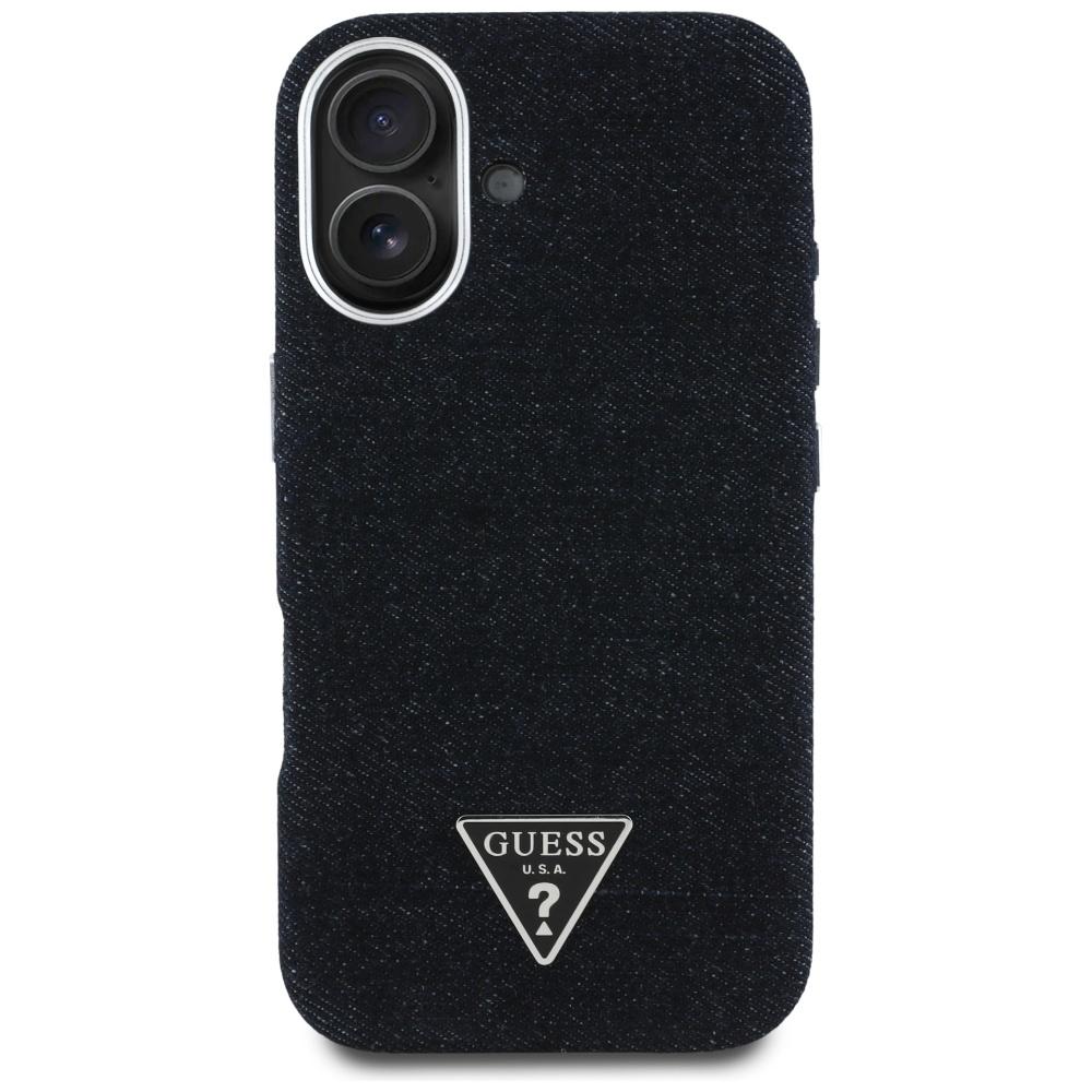 Guess Denim Triangle Logo MagSafe Case for iPhone 16 Black