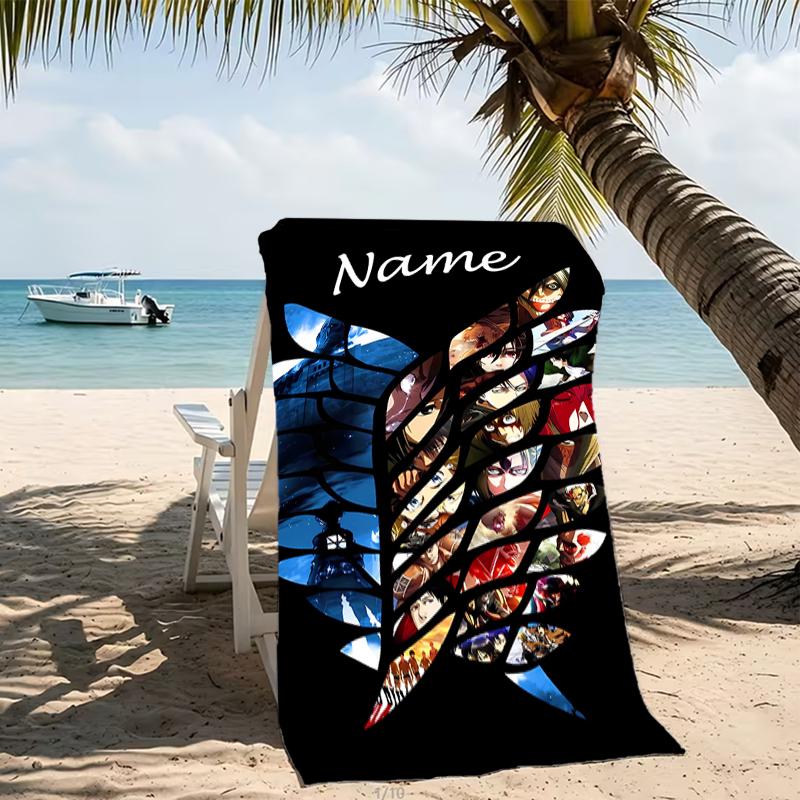 Customizable personalized beach towels Attack on Titan themed designs.Suitable for the beach, yoga, sports;ideal as beach accessories