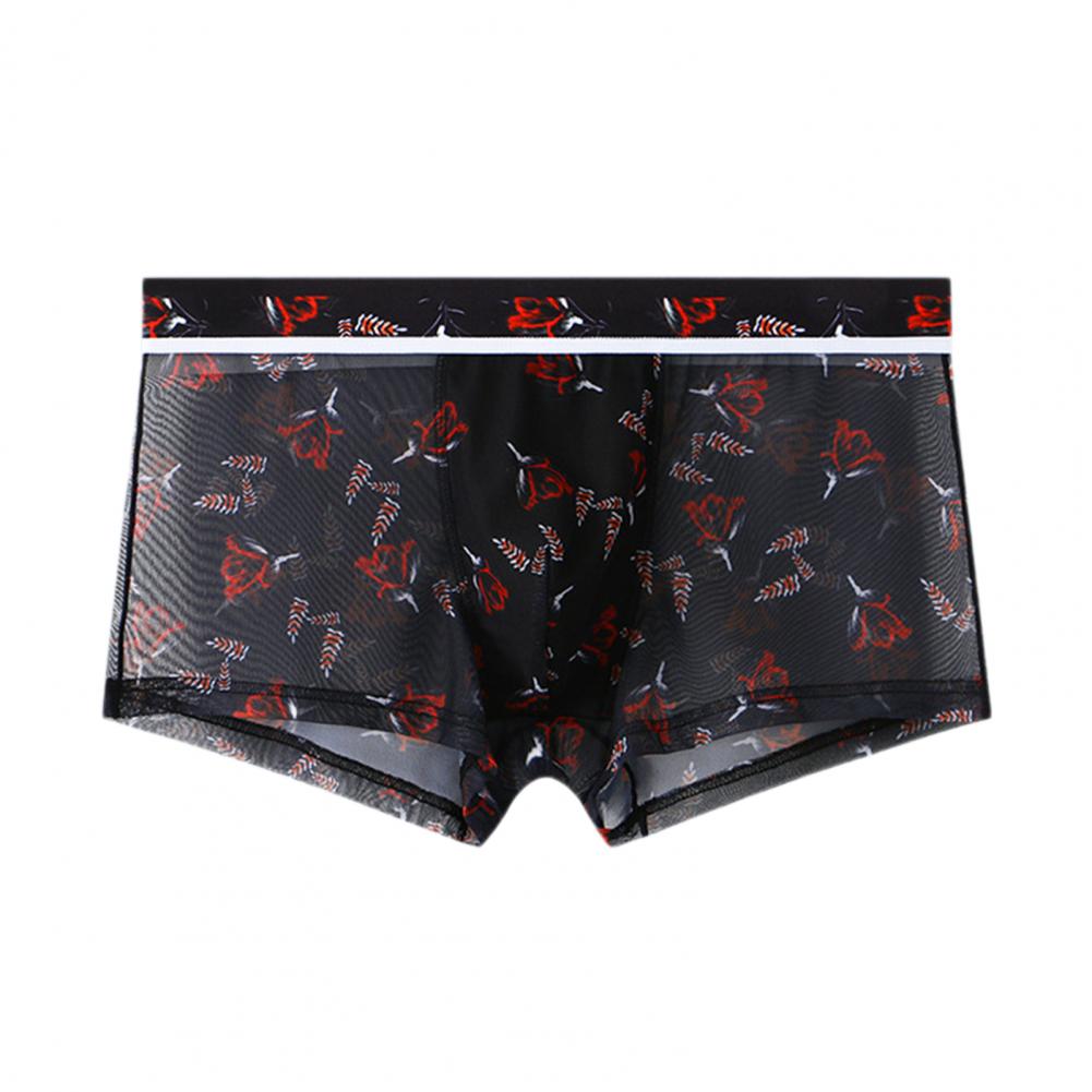 

Мужское сексуальное нижнее белье Мужские боксеры-плавки с низкой посадкой, сетчатые, с принтом, бесшовные, облегающие, из ледяного шелка, ультратонкие трусы, высокая эластичность 4G