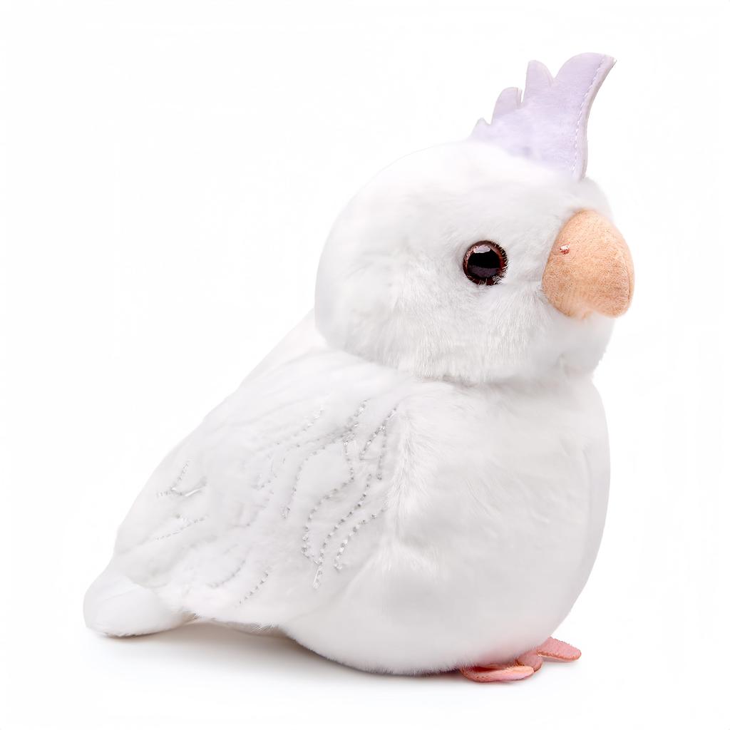 Lilizzhoumax Cockatiel Plush Toy, Realistic Bird, Very Soft, Girl's Toy, Kids Christmas Gift, Home Decor (White, 14cm Tall)