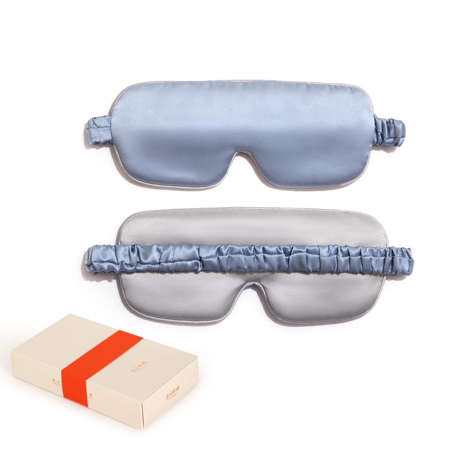 

Silkworm Flower Niangniang Eye No Light for Business and Airplanes Mask, 100% Silk, Two-Color Design, Breathable, Pressure, Blocking, Washable, синий