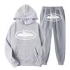 Unisex Hooded Sweatshirt Pants Set With Graphic Print Casual Sportswear