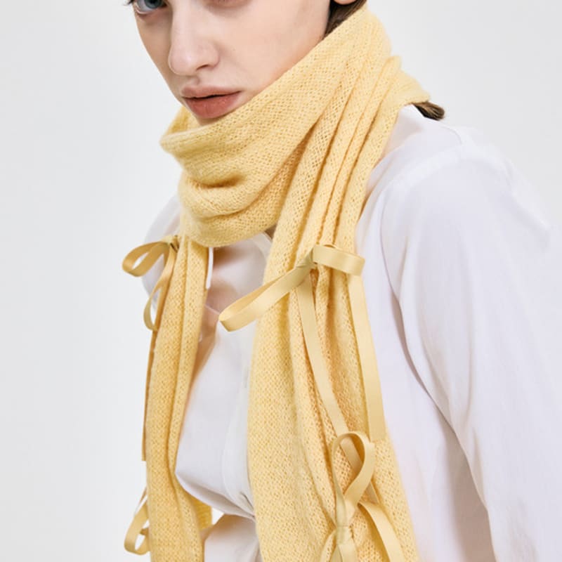 KIMZISU Ribbon Tied Muffler _ YELLOW
