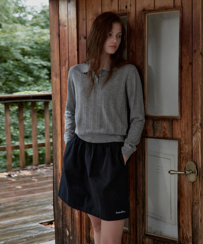 Seutyudioaenpaleukeu Contrast Waist Skirt With Inner Shorts_Navy