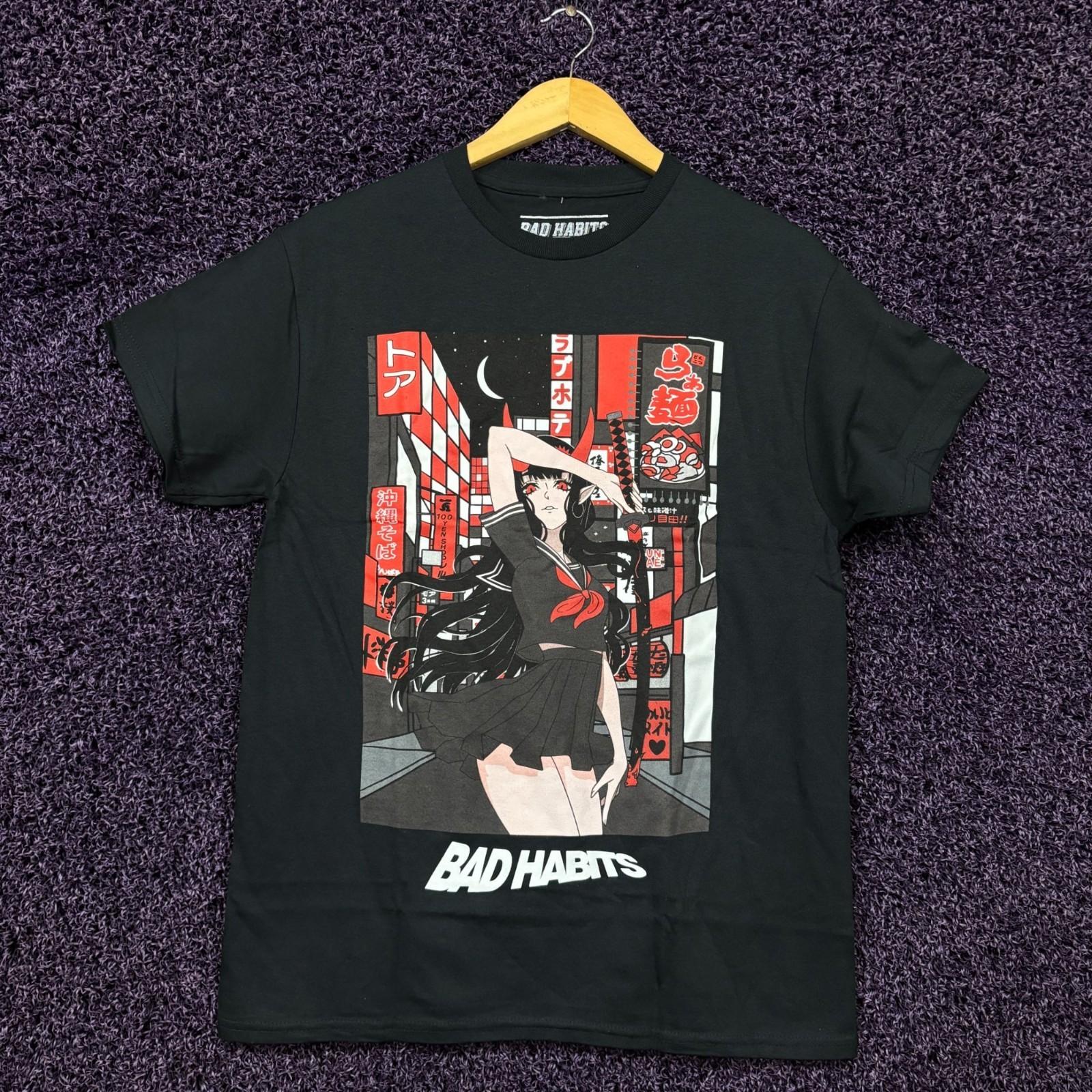 Naughty Demon Schoolgirl Waifu in Tokyo Bad Habits T-Shirt M S