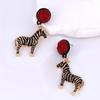 ZA Cross-border Personalized Trend Alloy Dripping Oil Animal-shaped Zebra Pendant Round Earrings Creative Design Sense Women's Jewelry