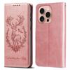 For iPhone 16 Pro Stand Case Lucky Deer Imprinted Magnetic Closure Leather Wallet Phone Cover