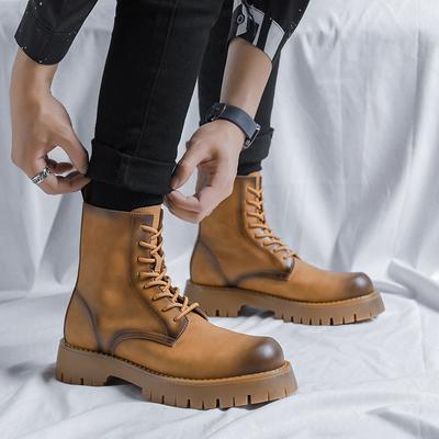Martin Boots Autumn British Style High-top Leather Trend Boots Casual Tooling Boots Platform Leather Shoes Men's 93502-R