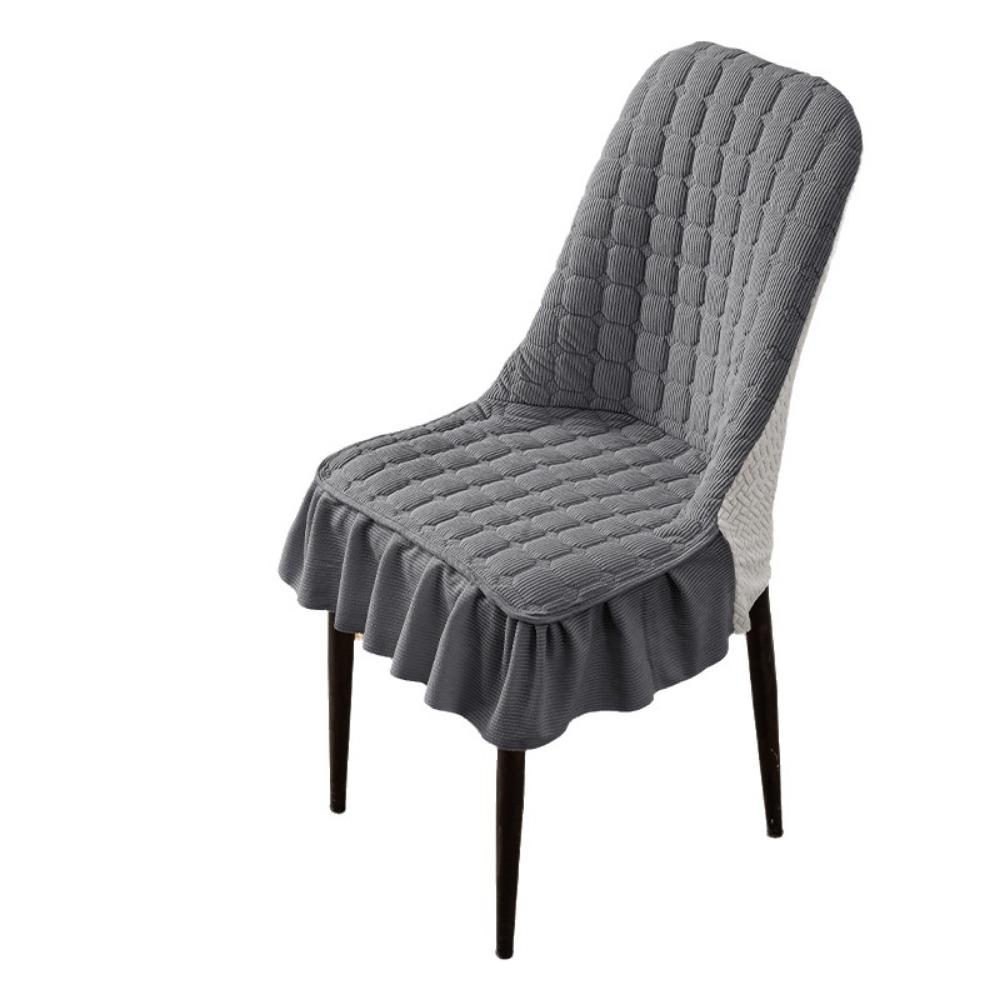 Solid Color Ruffle Skirt Chair Slipcovers Thickened Stretch Chair Covers Hotel