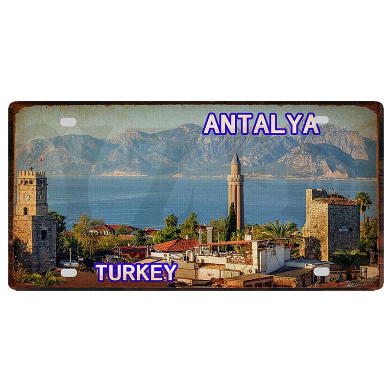 YZFQ Istanbul Turecko Cestování Město Kovový Značka Plakátová Deska Pro Zeď Restaurace Bar Řemesla Domácí Dekorace 30X15CM DC-1612A