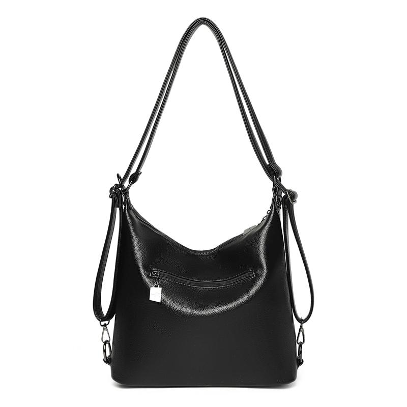 Women's Multi-Compartment Zipper Tote Bag PU Shoulder Bag