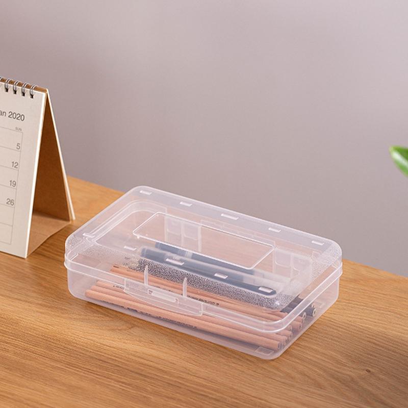 Transparent Pencil Box Hard Plastic Pencil Case Crayon Pen Box Sketch Pencil Case Stacking Office Supplies Organizer Box