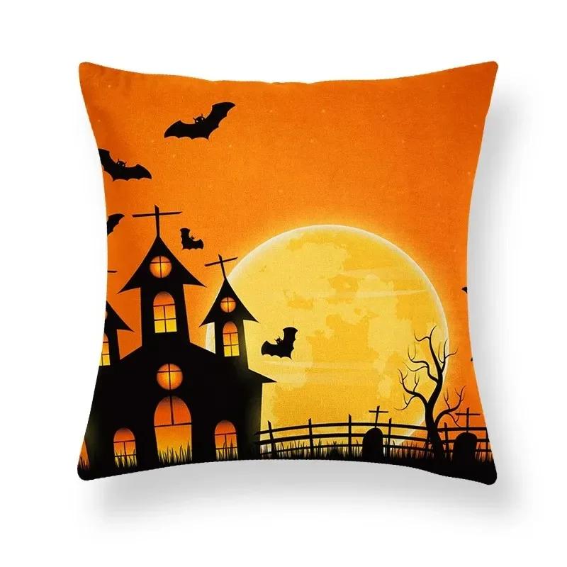 Taie d'Oreiller à Thème d'Horreur d'Halloween, Décoration pour Salon, Bureau, Canapé, Voiture