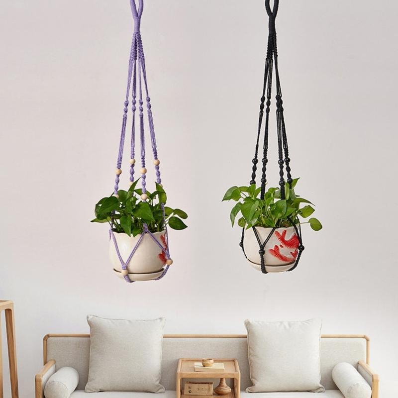 Plantehenger Innendørs Veggmontert Blomsterkurv Bomullstau Blomsterpotter Hengende Planteholdere Hjemmedekorasjoner