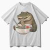 Hip Hop Frog Eating Japanese Noodles Graphics Tee Trendy TShirt Summer Casual Round Neck High Quality TShirt Streetwear Unisex