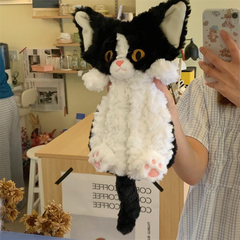 Xiaohongshu Plyšový kočičí penál - Xiaoqing Nová německá kancelářská taška