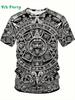 Azteken-Thema Muster 3D Druck T-Shirt Kompressionsshirt Kurzarm T-Shirt Herren Sommer T-Shirts Vintage Druck Herrenkleidung Oberteile