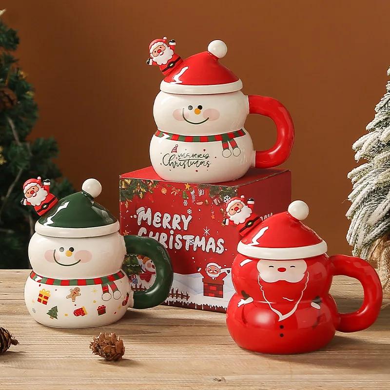 Creative home Christmas ceramic cup cartoon snowman mug gift large capacity water cup girls Christmas gift