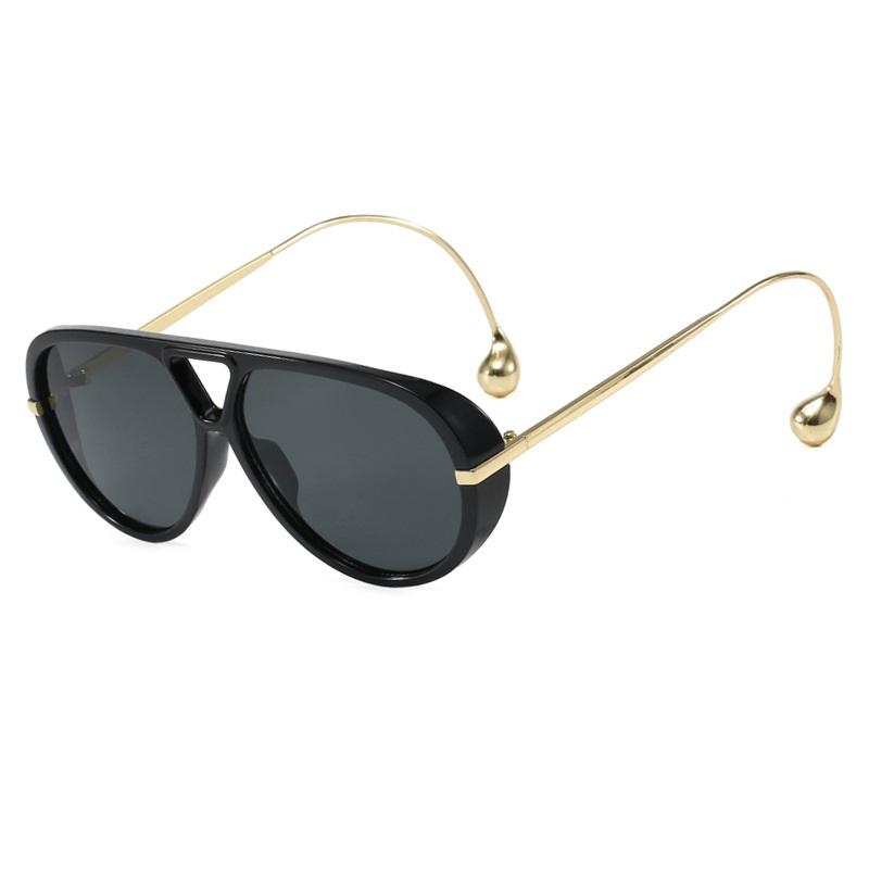 

Luxury Brand Designer Oversized Pilot Sunglasses Women For Men NEW Popular Vintage Sun Glasses Punk Double Bridge Shade UV400 as shown черный серый