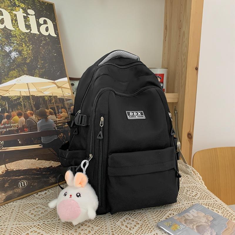 New schoolbag female college student solid color large-capacity backpack multi-layer sturdy middle and high school student backpack
