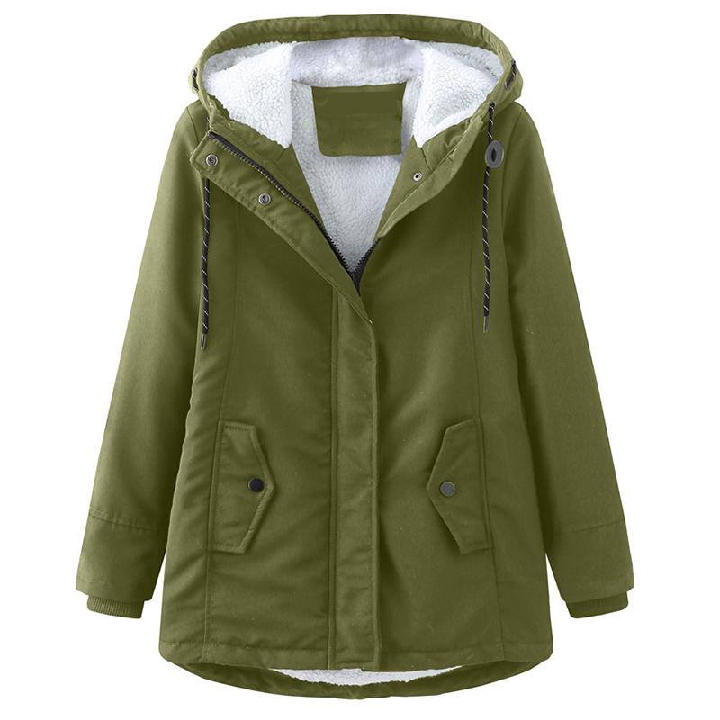 Women’s Parkas Coats BRIGH DEER Hooded Zip Up Cinched Waist Large Size Warm Overcoat Winter Outer Wear