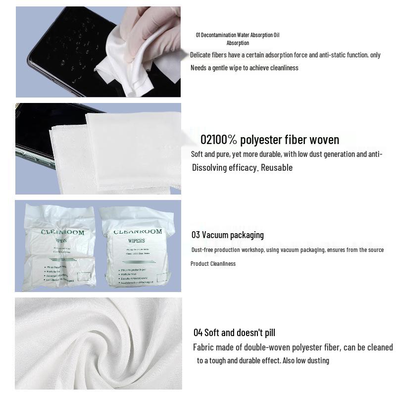 Ultra-Fine Fiber Dust-Free Industrial Cleaning Cloth for Lens and Screen