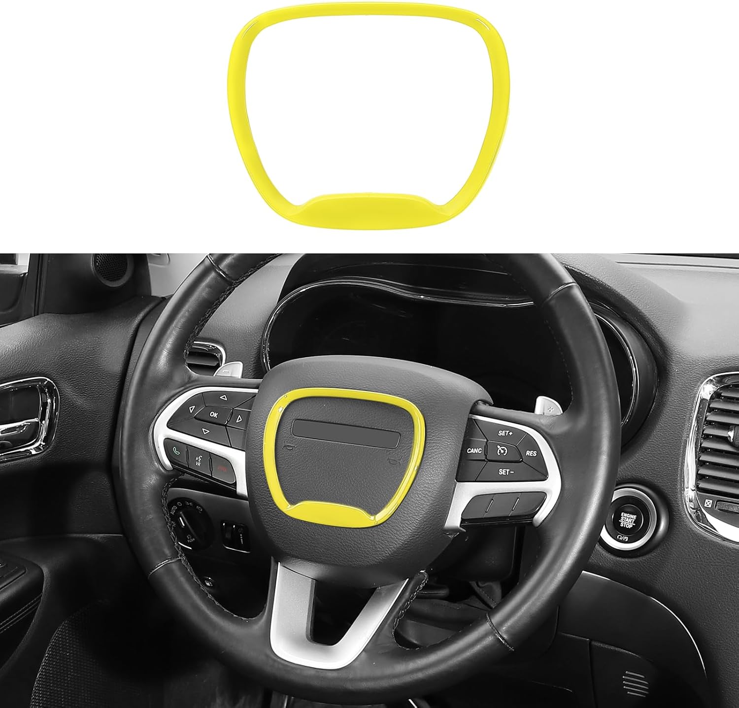 

Central Control Steering Button Frame Trim Car Interior Decoration Fit for Dodge Challenger Durango Charger 2015-2025 Interior Accessories,Black жёлтый
