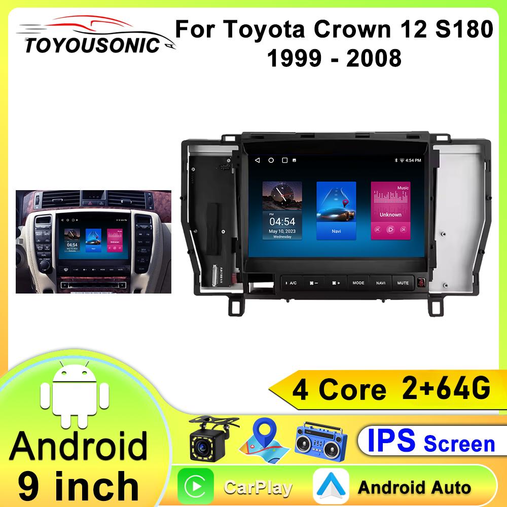TOYOUSONIC Car Radio For Toyota Crown 12 S180 1999 - 2008 Universal Multimedia Player 8 Core Carplay Android Auto 4G Stereo 2 Din Android Head Unit