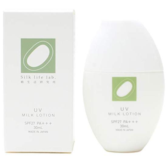 Silk Life Research Institute Scattering Agent UV Milk Lotion SPF27 30mL Can Be Used On Babies Can Be Washed Off with Soap Natural Moisturizing