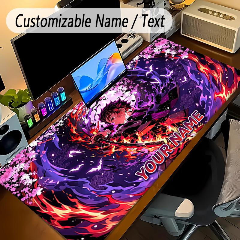 Großes Mauspaddämonenjäger Benutzerdefinierter Name Text Personalisierte Schreibtischmatte Rutschfeste Gaming-Matte