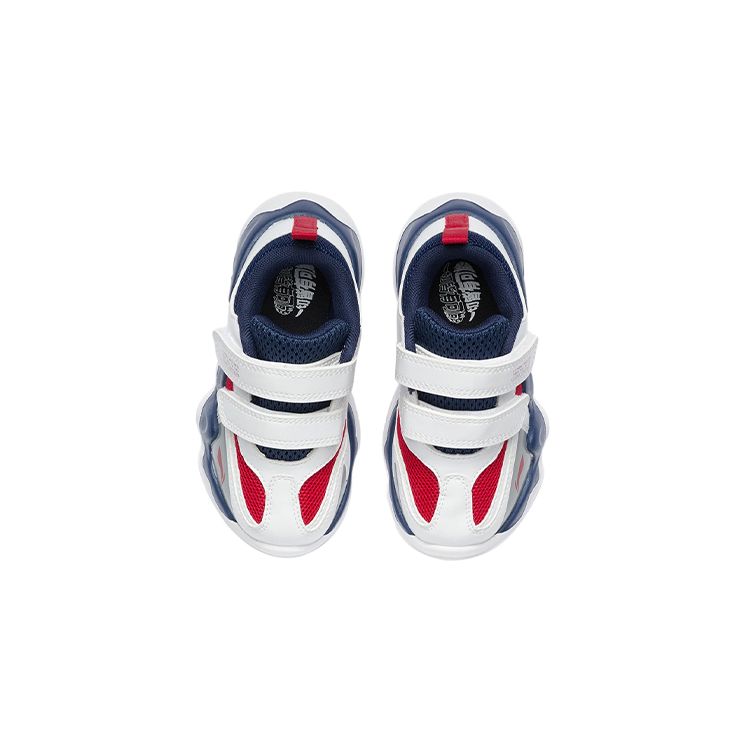 LiNing Kids  Velcro Comfortable Trendy Non-Slip Wear-Resistant Breathable Lightweight Low-Top Running Shoes Kids Sneaker White Red YKAQ026-3