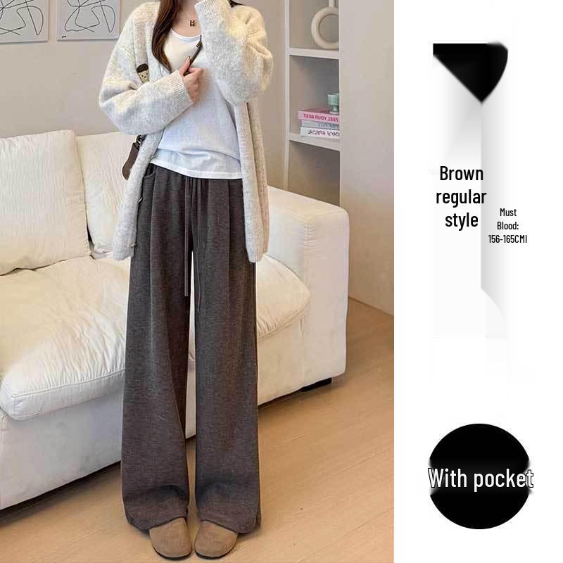 

145 Petite Dark Gray Women s Wide-Leg Velvet Pants - XS Autumn/Winter Casual Relaxed Fit S (Recommended 80-95 lbs)