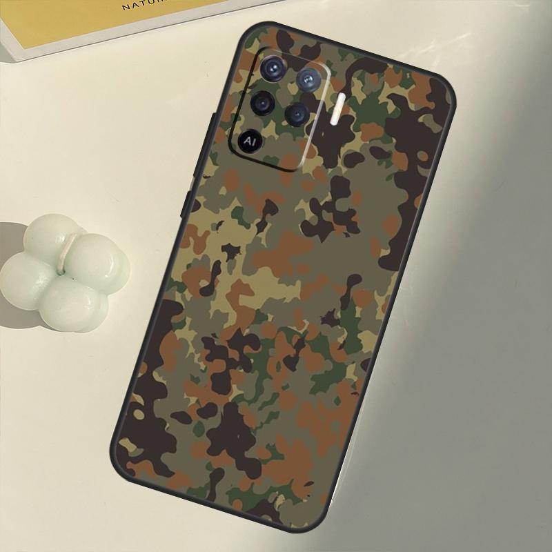 

Flecktarn Camouflage Camo Case For OPPO A74 A94 A54 A1K A15 A16 A52 A72 A83 A91 A93 A53S A5 A9 A31 A53 2020 Cover OPPO A53 2020