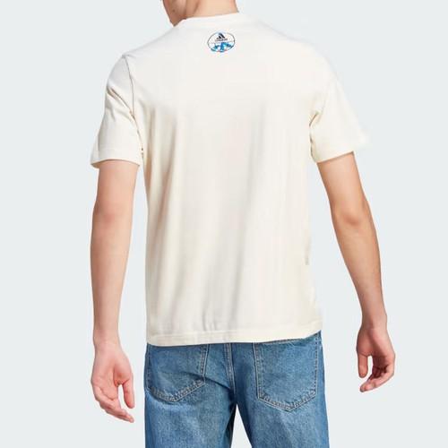adidas Graphic Print Crew Neck Short Sleeve T-Shirt for Men, Beige