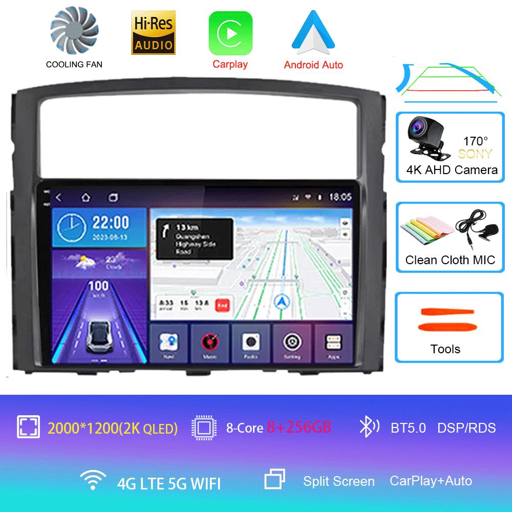 For Mitsubishi Pajero 4 V80 V90 2006-2014 8 Core 5G Car Radio Multimedia Video Player Android 14 2 Din Carplay Gsp QLED DSP