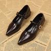Thick Heel Design Sense Niche Shallow Mouth Single Shoes Women's Spring and Autumn New Pointed High Heel Mary Jane Small Leather Shoes