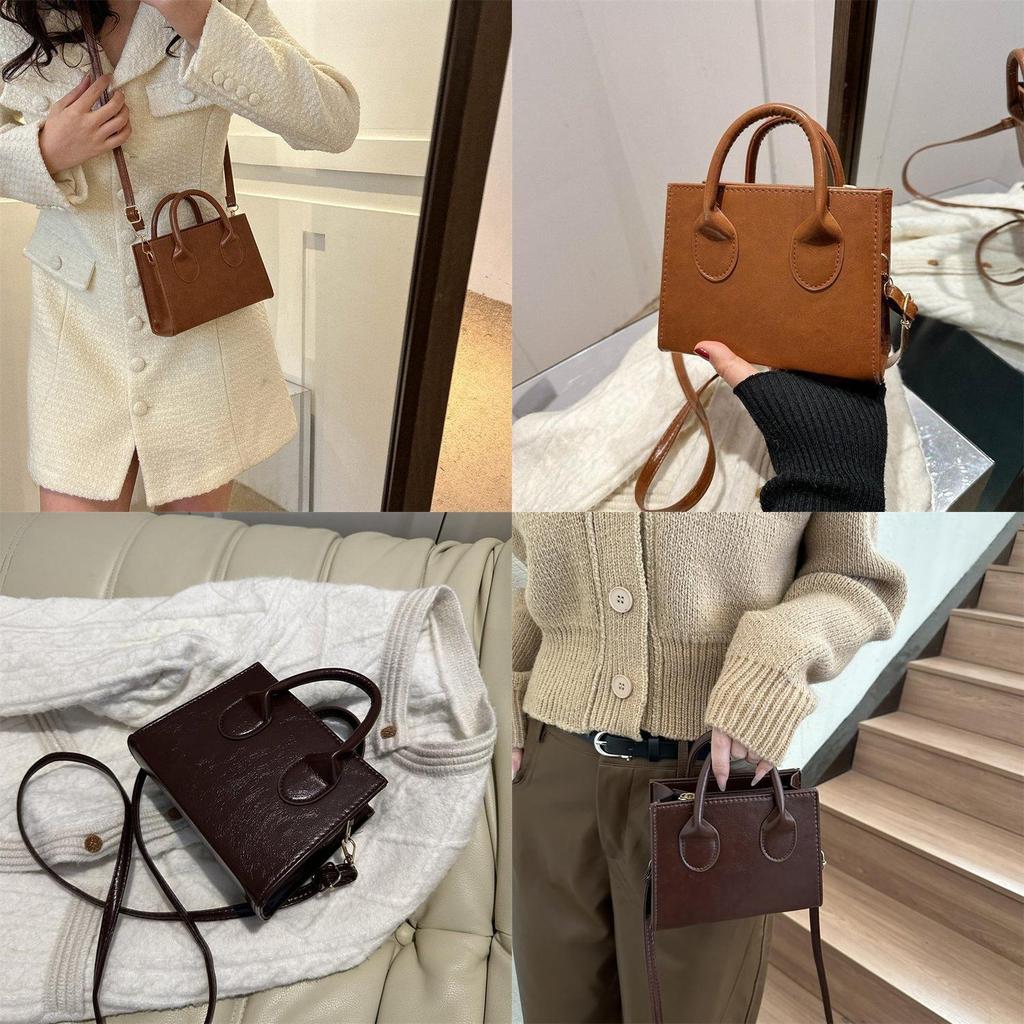 Chic Minimalist Small Handbag For Women Retro Style Soft Pu Casual Crossbody