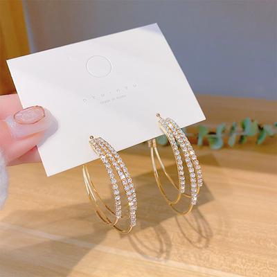 Modeörhängen Dam Europa och USA Atmosfär Full Strass Superglittriga Örhängen Temperament Personlighetsörhängen Trend.