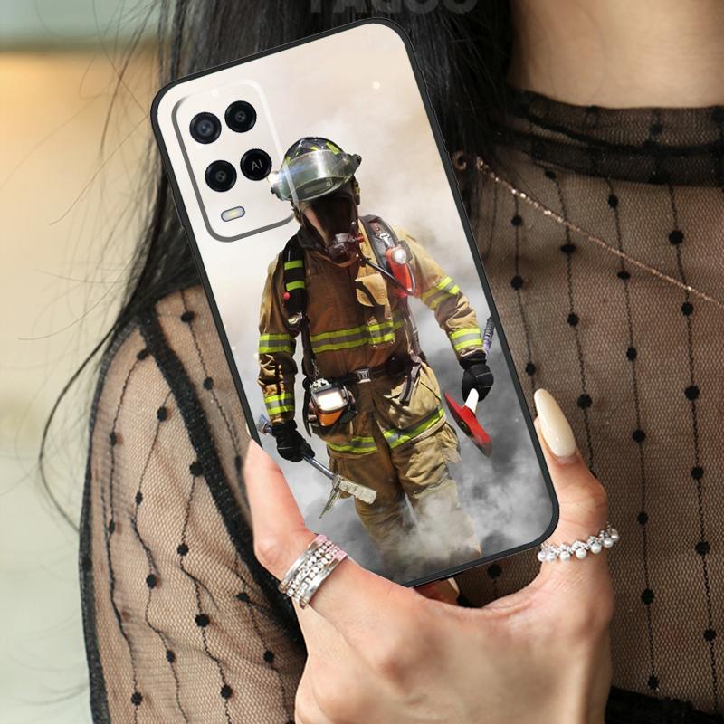 Firefighter Heroes Fireman Case For Oppo A16 A76 A96 A17 A18 A60 A80 A40 A38 A58 A78 A98 A94 A74 A54 A15 A57 A77 A5 Pro