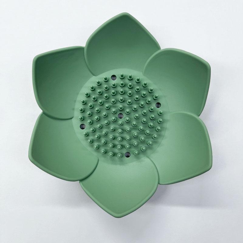 Creative Silicone Lotus Soap Holder Bathroom Soap Drain Box Non Perforated Lotus Shaped Soap Box Kitchen Soap Sponge Drain Box