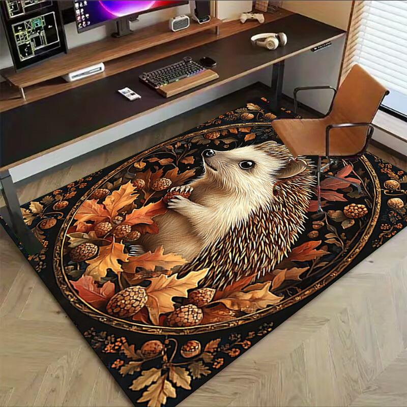 1PC Hedgehog, Autumn Extra Large Non Slip Floor carpet, Office, family, bedroom, Studio Large Area Rug Indoor Rugs, Vibrant Colors